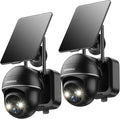 ZUMIMALL Security Cameras Wireless Outdoor - 2 Packs, 360°View Outdoor Camera Wireless Solar Powered,2.4G WiFi, Spotlight/Siren//3MP Color Night Vision/AI Detection/IP66/Cloud/Alert, Work with Alexa
