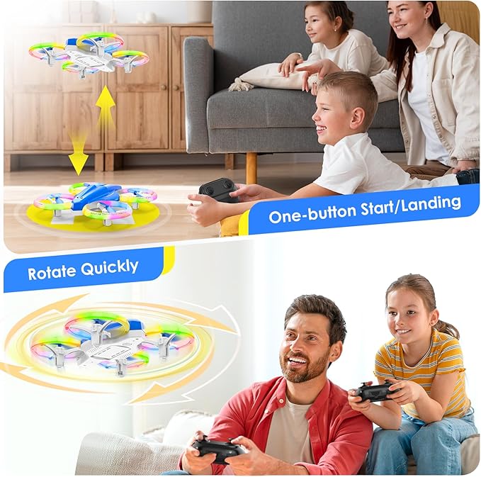 Drone for Kids with LED Light | Lisoco Indoor RC Drone with 360 Flip | 2 Batteries | Easy to Fly Mini Drone for Boys Girls Beginners | Flying Toy Gift (Dark Blue)