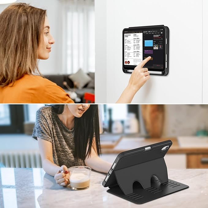 VIKESI Case for iPad mini 7 (A17 Pro) and iPad mini 6,Multiple Angles Magnetic Stand Cover,Shockproof Soft Back,Pencil Holder,and Auto Sleep/Wake,Black