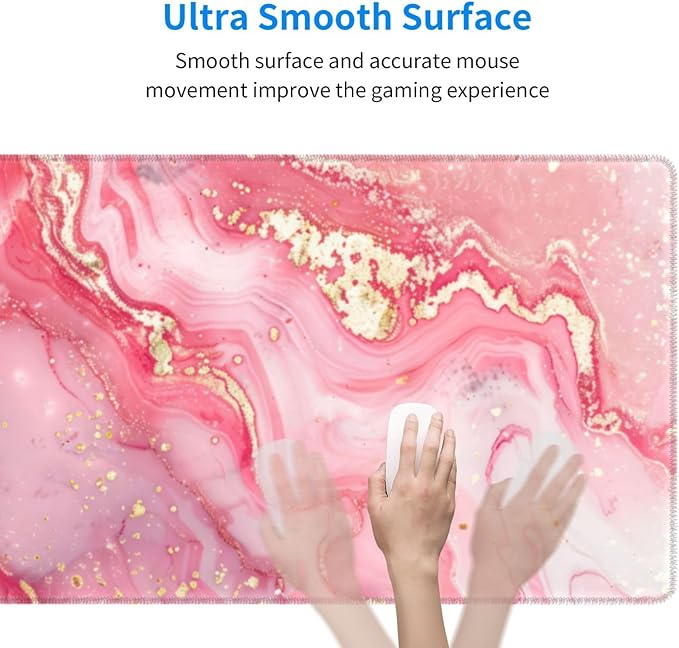 Pink Gold Marble Mouse Pad XL Large Mousepad Non Slip Rubber Base Desk Mat for Laptop Computer Gaming 31.5" X 12"