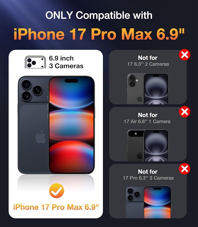 Diaclara Magnetic Designed for iPhone 17 Pro Max Case Full Body Bumper,[Compatible with MagSafe] Military Drop Proof Cover with Built-in Touch Sensitive Anti-Scratch Screen Protector,Deep Blue