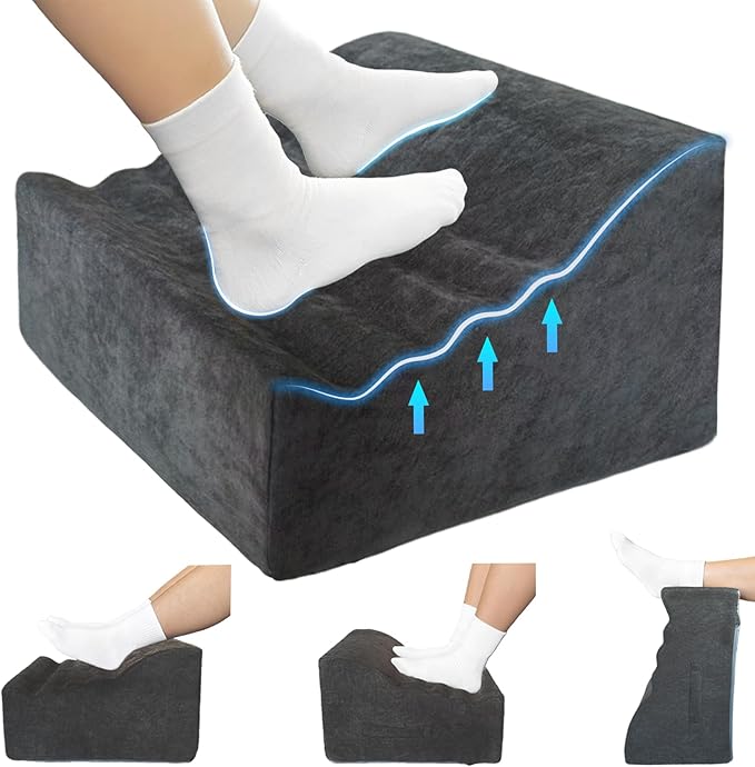 Foot Rest Under Desk, Comfortable Office Footrest, Ergonomic Foot Stool for Long Sitting with Curved Design Relieves Leg Pressure (Dark Gray)