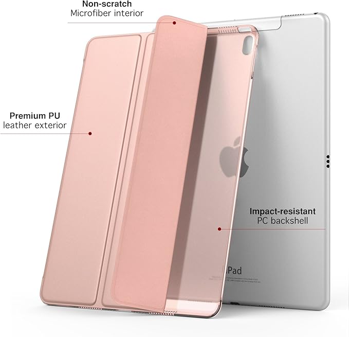 MoKo Case Fit New iPad Air (3rd Generation) 10.5" 2019/iPad Pro 10.5 2017 - Slim Lightweight Smart Shell Stand Cover with Translucent Frosted Back Protector - Rose Gold (Auto Wake/Sleep)