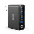 TOPADRE 100W USB C Charger for MacBook, 4-Port PD Fast USBC Charger with LED Display, GaN Compact Foldable Charging Station for MacBook Pro/Air, iPad Pro, for iPhone 17/16 Pro Max, Galaxy S25, Black