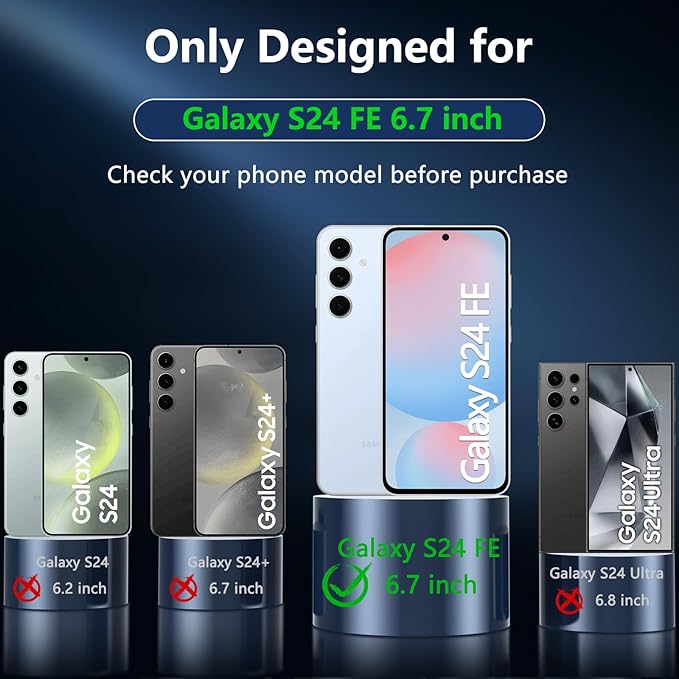 OWKEY for Samsung Galaxy S24 FE Case 6.7'', Magnetic Galaxy S24 FE Case for Magsafe with Tempered Screen Protector [Shockproof Military] Translucent Matte Bumper Phone Cover Samsung S24 FE 5G, Green