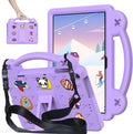 AKABEILA Compatible with Amazon Fire HD 8/HD 8 Plus (2020/2022)/Fire HD 8 2024 Tablet Case, Kids Lightweight Shockproof Protective Case with Shoulder Strap & Stand Handle Light Purple