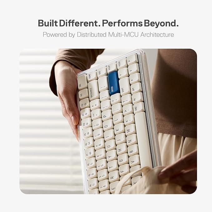 MelGeek O2 Wireless Mechanical Quiet Keyboard for Work, 75% Compact Office Keyboard, Low Profile, with Hot-Swappable and Pre-lubed Linear Switches,Bluetooth/2.4 GHz/USB-C for Mac Windows Linux
