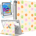 Uppuppy for iPad mini 7 Case (A17 Pro) for iPad mini 6th Generation Case - 360 Rotating Stand Folio Smart Cover with Pencil Holder for Women, Colorful Flowers for Apple Tablet Mini 8.3 inch 2024/2021