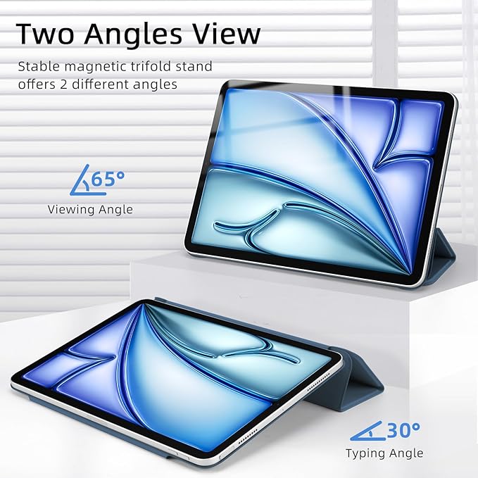 for iPad Air 13 inch M4/M3/M2 Case (2026/2025/2024,Model A3268/A3269/A3271), Auto Sleep/Wake and Magnetic Closure, Trifold Stand Case, PU Leather Cover, Support Apple Pencil Pro, Dark Blue
