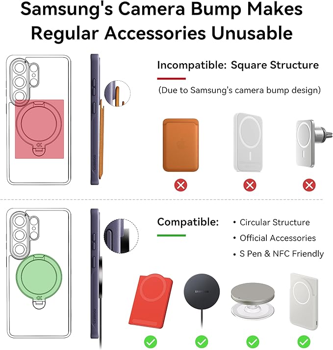 CASEKOO Geo Blue for 26U Case with 360 Spin Magnetic Stand [Fit for MagSafe] [18FT MIL-STD Protection] Shockproof Invisible Ring Holder Matte s26U Phone Case 6.9''