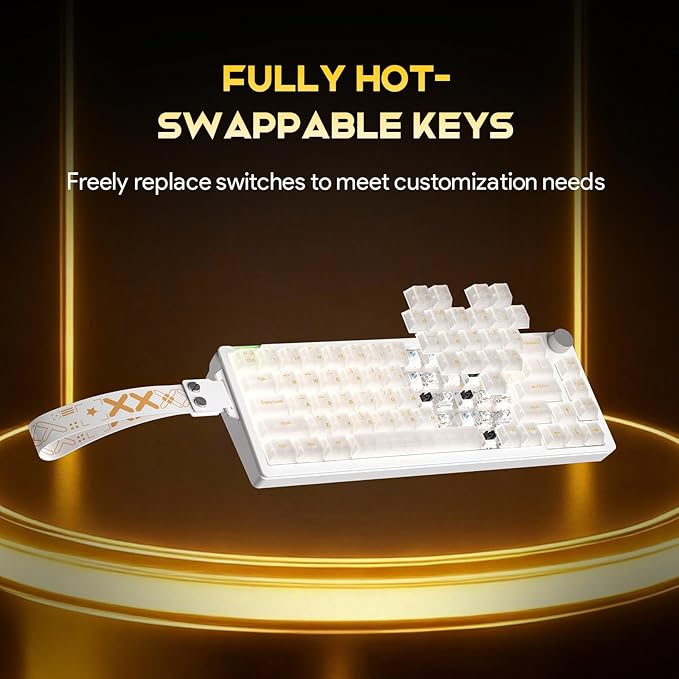 68% Gaming Mechanical Keyboard with RGB Backlit Wired Volume Knob Keyboard Gasket Mount with PBT Keycaps,8000 Hz Polling Rate, Hall Effect Cream Switches, Hot-Swap, for FPS Games (Cream White)