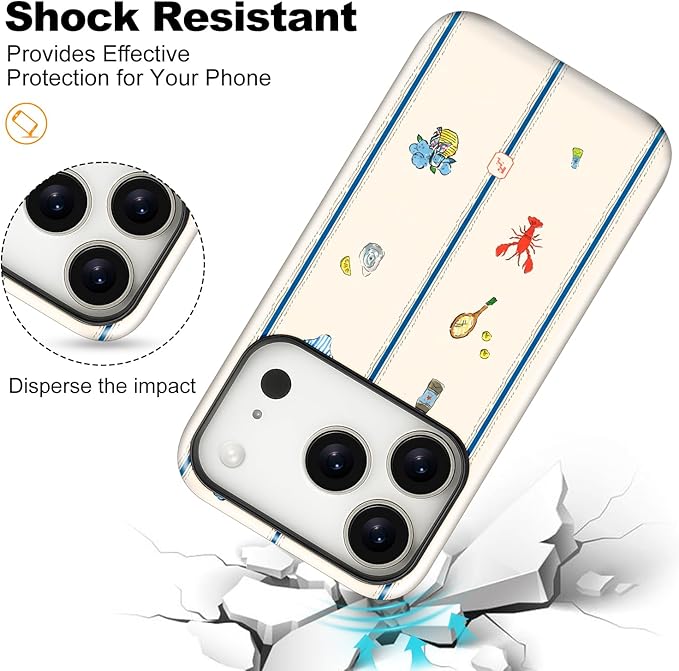 Magnetic for iPhone 17 Pro Max Case Cute Frog Stripes Phone Case, Summer Shockproof Slim TPU and Hard PC Protective Phone Cover Compatible with MagSafe Designed for Women Girls