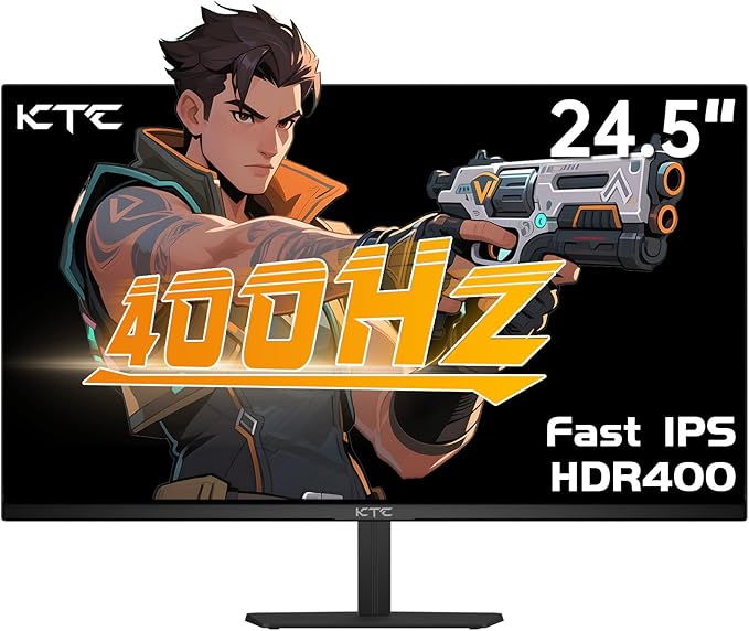 KTC 24.5 Inch 400Hz Gaming Monitor, FHD 1080P 240Hz Computer Monitor, Fast IPS, FreeSync/G-Sync Compatible, HDR400, DisplayPort x2 HDMI x2, VESA, Tilt Adjustable,H25X7