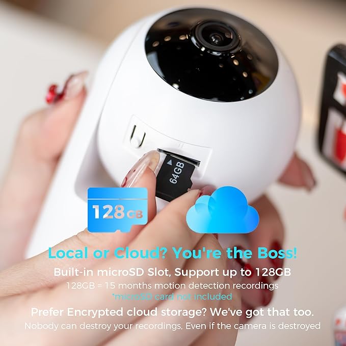 Vicohome 2K Indoor Security Camera, Plug-in, AI Tracking, 24/7 Recording, Pet/Baby Monitor, 360° View Pan/Tilt, Two Way Audio, Night Vision, Easy to Setup, Wi-Fi, Audible Alarm,180 Days Care Plan