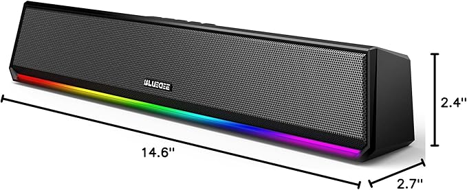 Bluedee Computer Speakers for Desktop PC, Bluetooth 5.3 PC Speakers with Dynamic RGB Light, Wired USB Plug & Play Computer Sound Bar, USB/Type-C Powered Gaming Speakers for Desktop, Laptops, Tablet