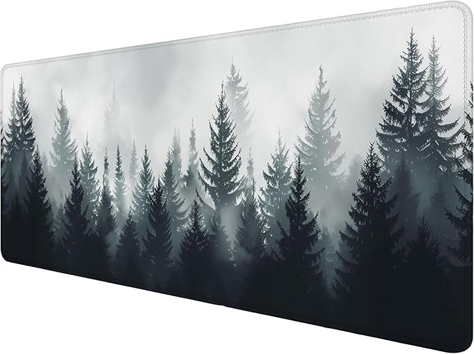 Misty Forest Gaming Mouse Pad Forest Tree XL Mouse Pad Large Mousepad Extended Laptop Keyboard Mat Gaming Desk Pad Mouse Mat 31.5"x11.8" Office Computer Keyboard Laptop Home