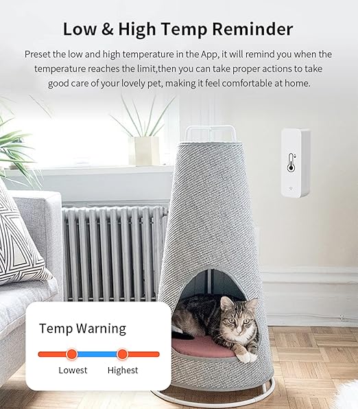 3-Pack WiFi Temperature Humidity Sensor: Indoor Thermometer Hygrometer with App Alert, Free Data Storage Export, Smart Temperature Humidity Monitor for Home Pet Greenhouse, Compatible with Alexa
