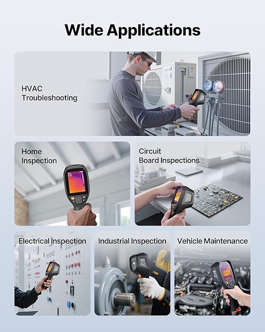 VEVOR Pro Thermal Imaging Camera, Upgraded 512 x 384 TISR Super Resolution, 3.45" LCD Infrared Thermal Imager with 2MP Visual Camera, 25HZ Refresh Rate, -4°F - 1022°F, 4 Image Modes & 7 Color Palettes