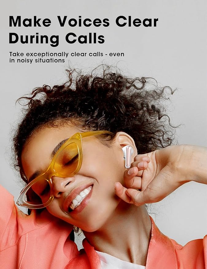 ZZU Wireless Earbuds Bass Stereo Headphones Bluetooth 5.3 Ear Buds, 48H Playtime, LED Display in Ear Earphones with Mic, IPX7 Waterproof, Touch Control Lightweight for iPhone/Sports/Laptop Rosegold