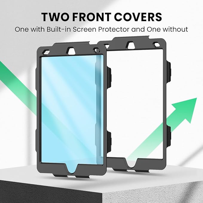SEYMAC Kids Case for iPad 9th/ 8th/ 7th Generation 10.2" 2021-2019, Heavy Duty Protective Shockproof Case with Screen Protector, Rotating Stand/Handle/Shoulder Strap for iPad 10.2, Light Blue