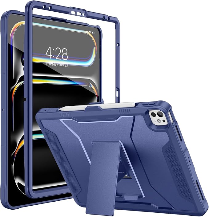 Soke Case for iPad Pro 13 Inch M5/M4 & iPad Air 13 Inch M4/M3/M2(2026/2025/2024), iPad Pro 12.9(2022 2021 2020,6th/5th/4th Gen), Rugged Shockproof Protective Cover - Navy