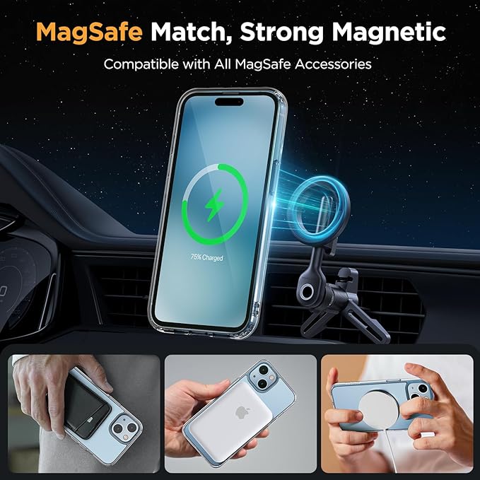 Miracase Magnetic for iPhone 15 Case (Compatible with MagSafe)（with 2X Screen Protectors） Military-Grade Protection, Anti-Fingerprint Translucent Matte Phone Cover for iPhone 15 6.1 inch, Clear