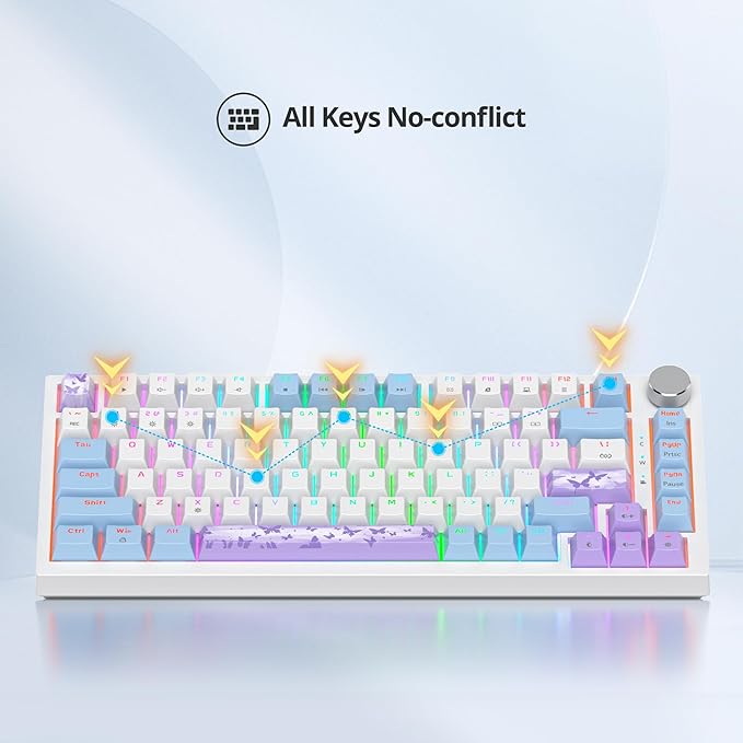 Fogruaden Wired Gaming Keyboard 75 Percent, Hot Swappable, Gasket Mount Creamy Mechanical Keyboard with Knob, Linear Red Switch, RGB Backlit, Sound Absorbing Pads, NKRO Compact TKL Custom Keyboard