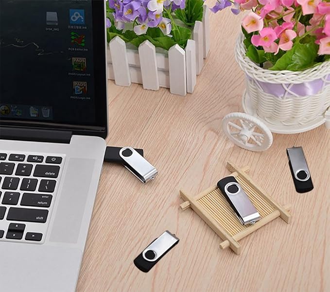 2 Pack 4GB USB Flash Drive USB 2.0 Thumb Drives Jump Drive Fold Storage Memory Stick Swivel Design - Black