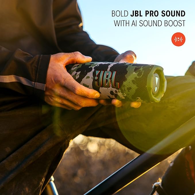 JBL Flip 7 - Portable Waterproof and Drop-Proof Speaker, Bold JBL Pro Sound with AI Sound Boost, 16Hrs of Playtime, and PushLock System with Interchangeable Accessories (Black/Orange)