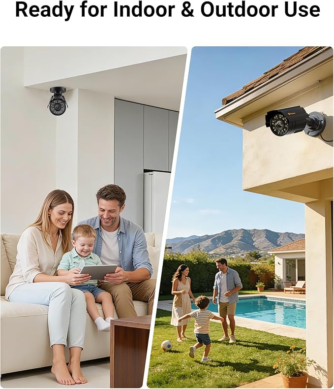 Anlapus 4-Pack 1080P Security Cameras for 2MP, 5MP, 4K Analog Surveillance DVR System, 80ft Night Vision, IP66 Weatherproof HD-TVI CCTV Bullet Camera for Indoor Outdoor