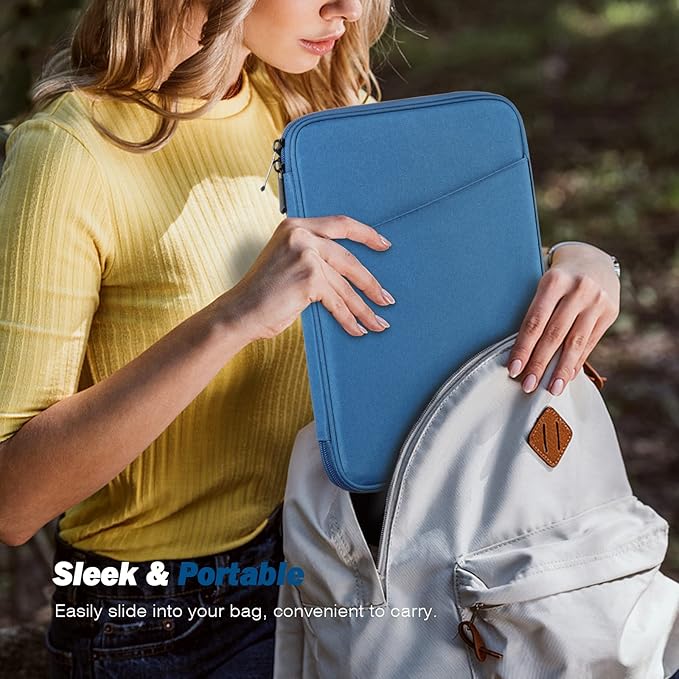MoKo 9-11 Inch Tablet Sleeve Case, Fits New 11inch iPad Air M4/Pro M5, iPad A16 11", i-Pad 10/9/8/7th/Air 5/4th 10.9"/10.2", Tab S9/S8 11", Protective Bag Carrying Case with Pocket,Peacock Blue