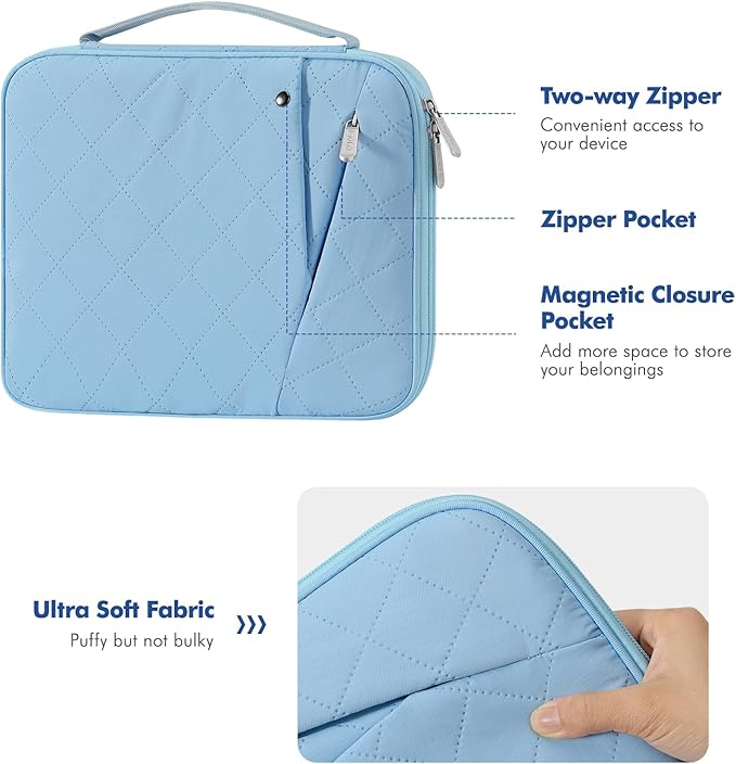 MoKo 9-11 Inch Tablet Sleeve Carrying Case with Handle, Padded Protective Travel Bag for New 11 inch iPad Air M4 2026, iPad A16, i-Pad Pro 11 M5, i-Pad 10./Air 5/4. Gen10.9, Tab S9/S8 11, Light Blue
