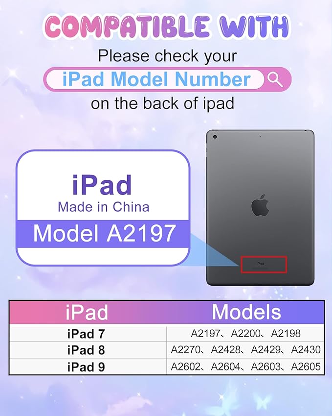Kidcube for iPad 9th/8th/7th Generation Case 10.2 Inch - for Girls Cute Girly Kawaii 3D Butterfly Design Cover with Rotating Stand & Strap Unique Silicone Teens Women for iPad 9th/8th/7th Gen Case