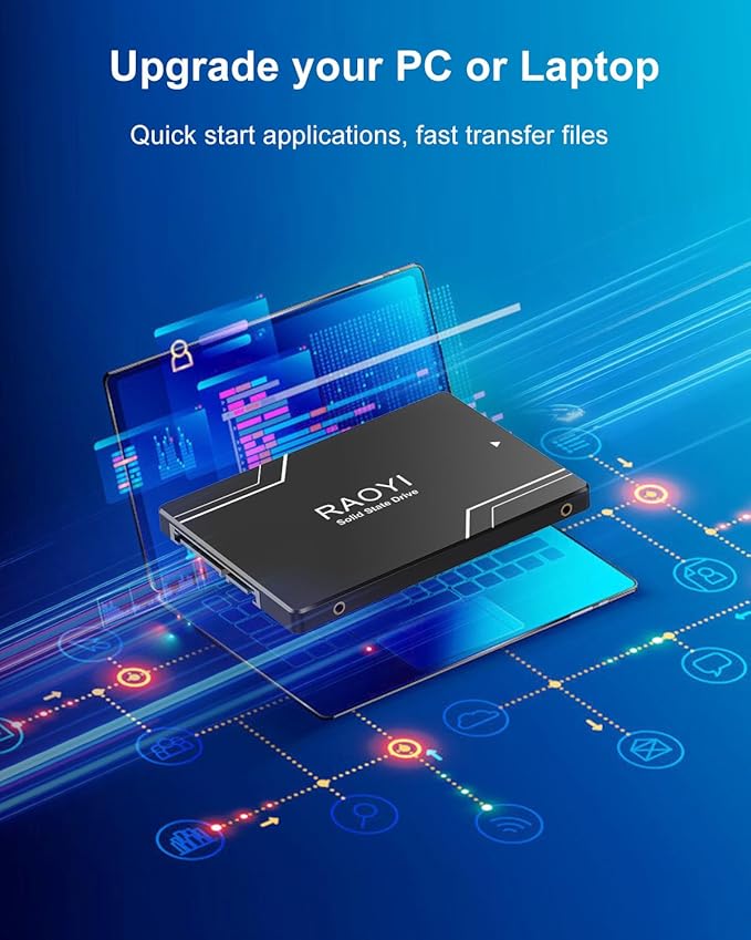 RAOYI 128GB Internal SSD SATA III 2.5” Solid State Drive 3D NAND Flash Advanced SSD Hard Drive Up to 450MB/s SATA 3 SSD Upgrade Performance for PC Laptop