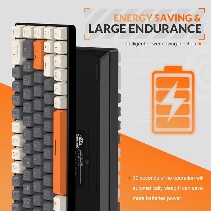 MAGIC-REFINER RK68 60% Wireless Mechanical Keyboard, Bluetooth 5.0/2.4GHz with Dual Mode 2-in-1 Receiver, Compact 68-Key Hot Swappable Gaming Keyboard, Linear Red Switch for PC Mac Xbox Smartphone