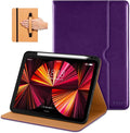 DTTO Case for iPad Pro 11 Inch 4th / 3rd / 2nd / 1st Generation 2022/2021/2020/2018,Premium PU Leather Folio Stand Cover with Hand Strap, Auto Wake/Sleep,Multiple Viewing Angles, Dark Purple
