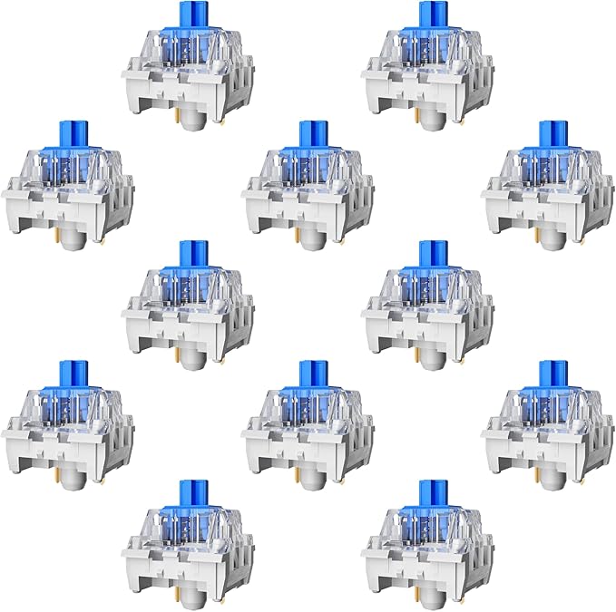 Zhouwang 90PCS Blue Clicky Mechanical Keyboard Switches,3-Pin Hot-Swappable Pre-Lubricated Switches with 2 Kailh Switches,Crisp Click Sound,for Gaming Keyboards & 3D Print Accessories