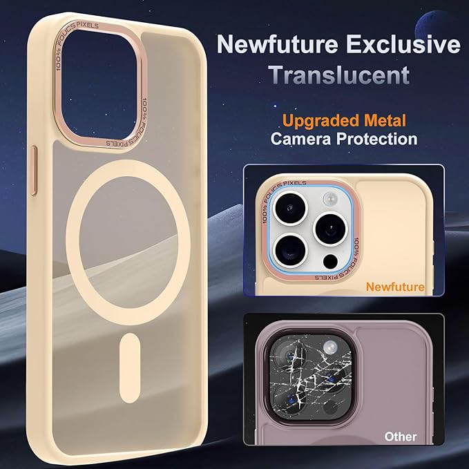 Newfuture Designed for iPhone 13 Pro Max Case with Magnetic [13 FT Military Drop Protection] [Compatible with Magsafe] Slim Translucent Matte Shockproof with Anti-Fingerprint Phone Case, Creamy Yellow