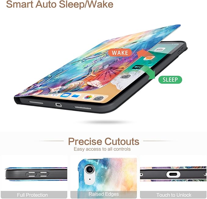 Lokigo New iPad (A16) 11th Generation Case 11 Inch 2025, iPad 10th Generation Case 2022 10.9 Inch, Multi-Angle Viewing Protective Stand IPad Cover 10th Generation, Auto Wake/Sleep, Turtle