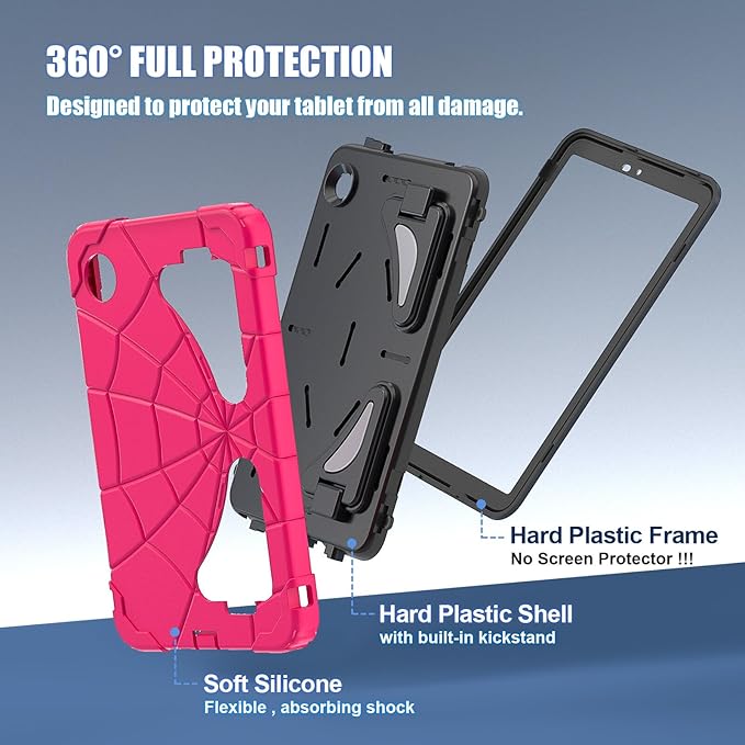 AKABEILA Compatible with Samsung Galaxy Tab A9 8.7 inch(SM-X115N)(2023) Tablet Case，Lightweight Shockproof Rugged Protective Cover with Kickstand for Kids Children Boys Babies Strawberry Black