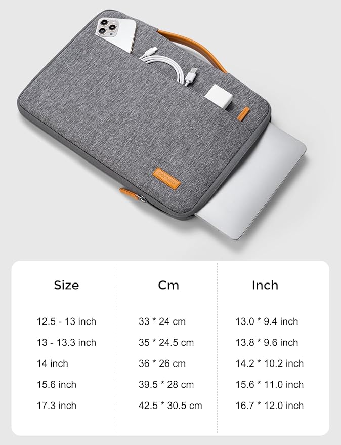 DOMISO 14 inch Laptop Case Sleeve Protective Cover Compatible with 15 inch MacBook Air M4 M3 M2,MacBook Pro,14-15 inch HP Dell ASUS Lenovo Chromebook,Waterproof Computer Cases Bag with Handle,Grey
