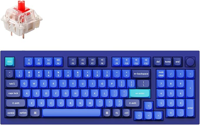 Keychron Q5 Wired Custom Mechanical Keyboard Knob Version, 96% Layout QMK/VIA Programmable with Hot-swappable Gateron G Pro Red Switch Double Gasket Compatible with Mac Windows Linux - Navy Blue A