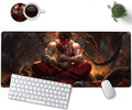 Large Mouse Pad, 31.5 x 11.8in Extended Gaming Mouse Pad with Stitched Edges, XXL Mousepad Protector Non Slip Rubber Base for Office and Home Writing Mat, Anime Cool Warriors Pattern Black Desk Mat