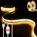 2Pack USB LED Light Strip, 3000K Warm White COB LED Strip Lights, 3.28FT TV Lights Flexible Small Led Lights with Touch Switch Controller White 5V LED Strip Light for TV Backlight Bedroom