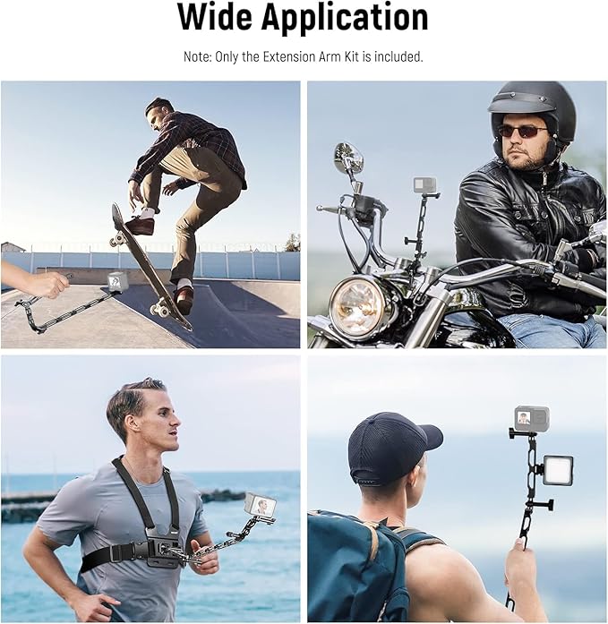 NEEWER Aluminum Alloy Extension Arm Set (11.8"/6.5"/3.3") for Action Camera with 3 Thumbscrews and 1/4" Screw Adapter Compatible with GoPro Hero 13 12 11 10 9 8 DJI Osmo Action 5 Pro Insta360, GP-11