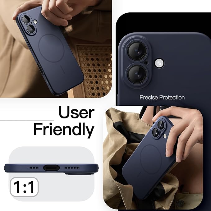 JETech Magnetic Slim Case for iPhone 17 6.3-Inch, Compatible with MagSafe, Ultra-Thin Lightweight Minimalist Phone Cover with Matte Finish and Full Camera Lens Protection (Deep Blue)