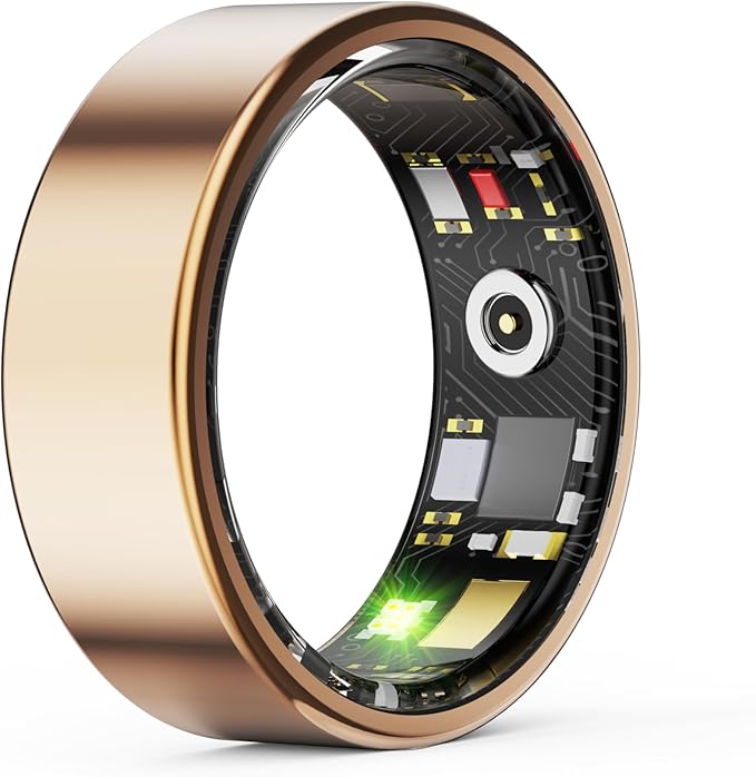 Smart Health Ring, Fitness Tracker with Heart Rate, Blood Oxygen, Blood Pressure, Sleep & Step Monitoring, Waterproof, Compatible with iOS & Android, No Subscription Required (Rose Gold, 10)