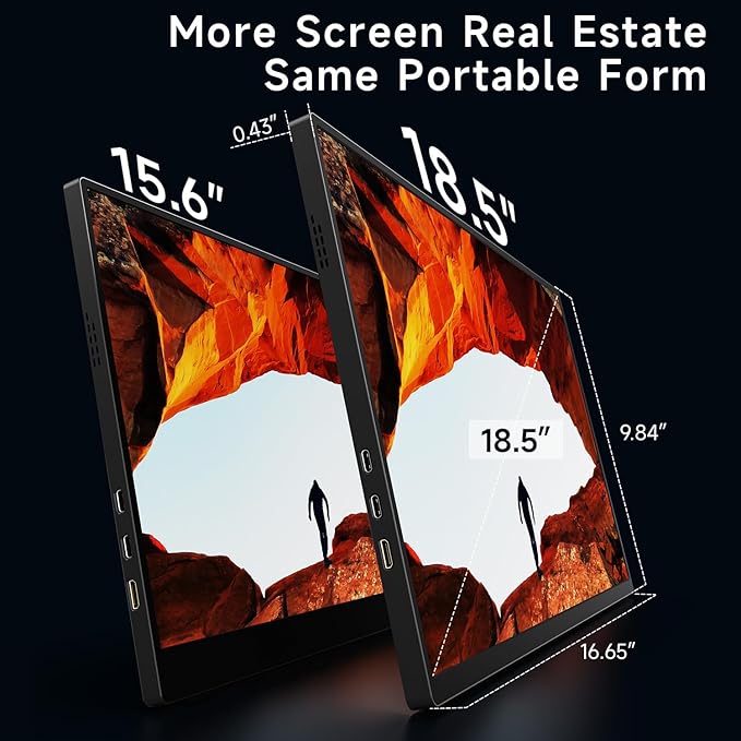 AYY Portable Monitor 18.5 Inch 100Hz 100% sRGB,1080P FHD IPS Large Portable Monitor with Kickstand,for Laptop HDMI HDR USB C Mac PC Xbox PS4/5 Switch