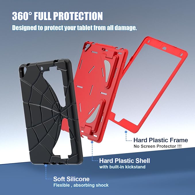 DreamerX for iPad 6th/5th Generation 9.7" Case 2018 2017 with Stand, Heavdy Duty Shockproof Rugged Drop-Proof Cute Cartoon Kawaii Silicone Protective Cover for Kids Boys iPad Air 2/Pro 9.7, Black Red