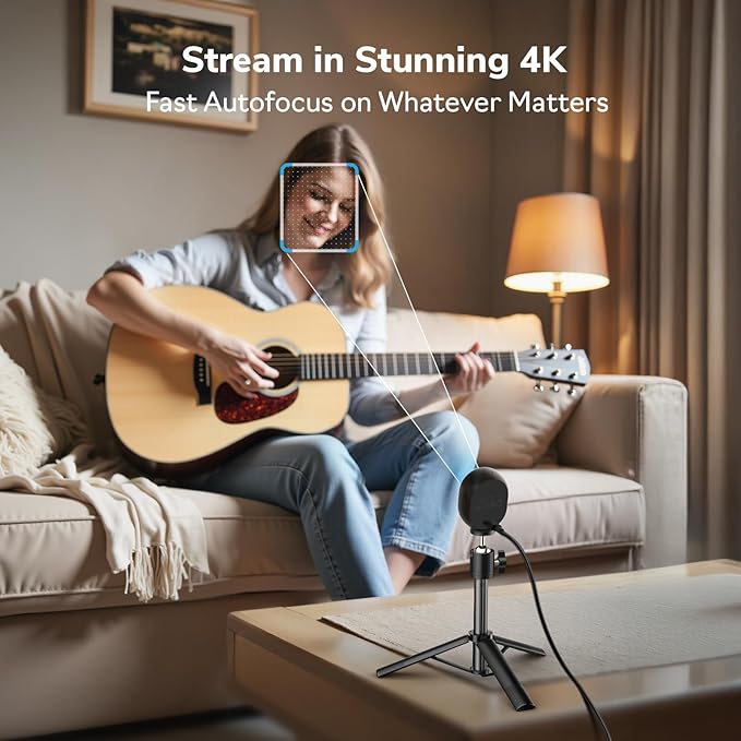 EMEET Piko 4K Webcam for Streaming, World’s 1st Dual-Camera AI-Powered 4K Camera w/AI Autofocus, 3 Mics Array&3 Sound Modes, USB Webcam with Clip, Great for Streaming, Desk Setup